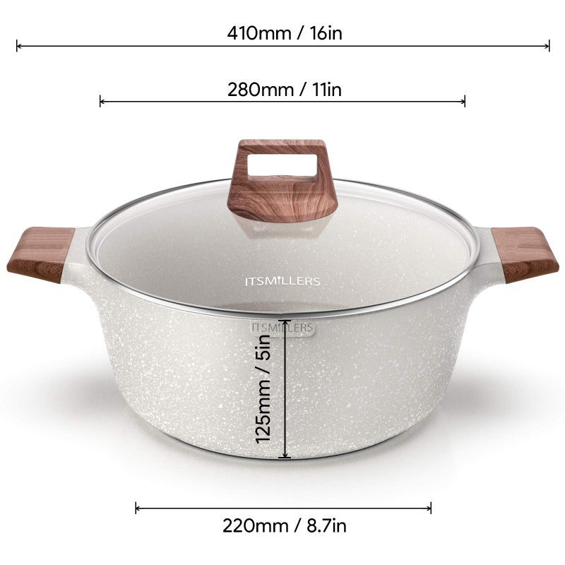 ITSMILLERS Nonstick Die Casting Stock Pot,6Qt Elegant Aluminum Ceramic Casserole with Lid, Induction Bottom - Image 5